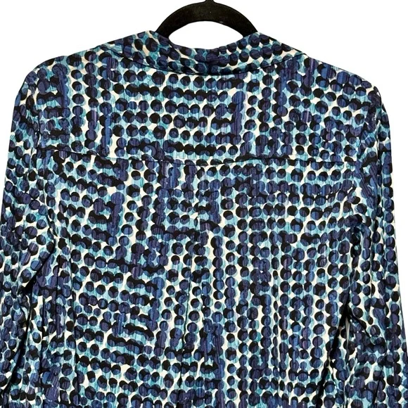 Nic + Zoe Long Good Vibes Sleeve Button Front Abstract Polka Dot Blouse Top - Picture 7 of 14